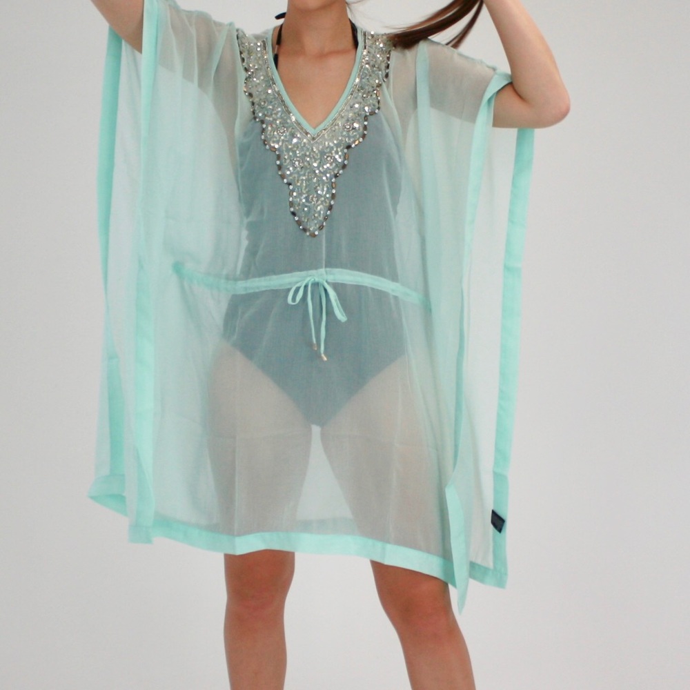 Beautiful Sequin Kimono in Aqua marine